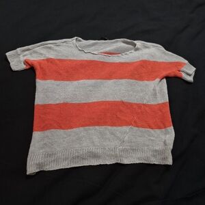 Theory Sweater - Gray and Orange Stripes Size S
